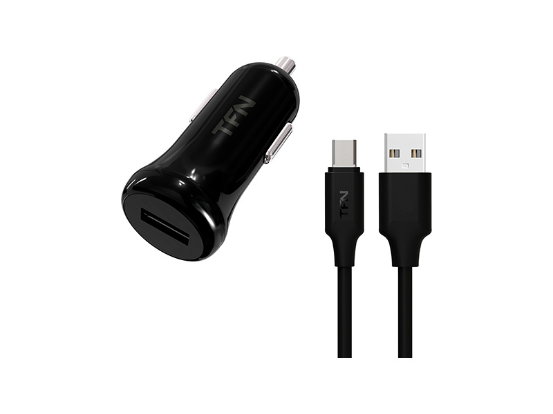 Автомобильное зарядное устройство TFN 1А+microUSB (Черный)