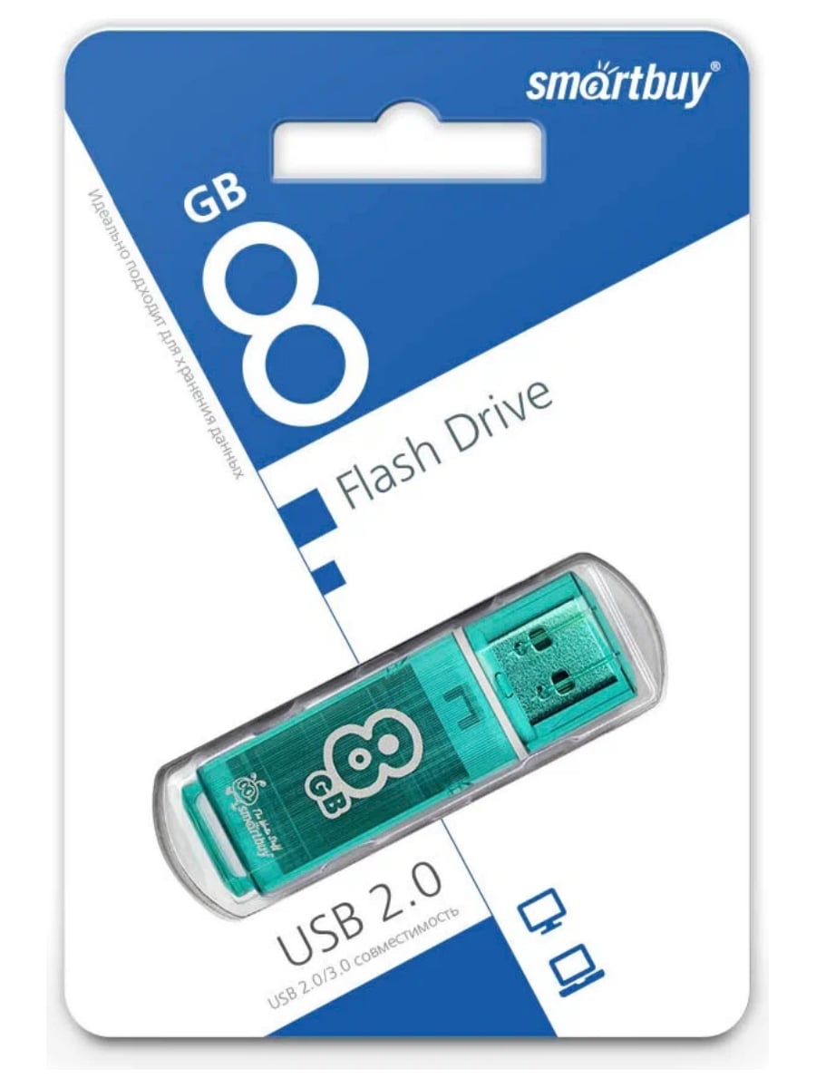 USB-флеш-накопитель 8 Gb SmartBuy Glossy (Зеленый)