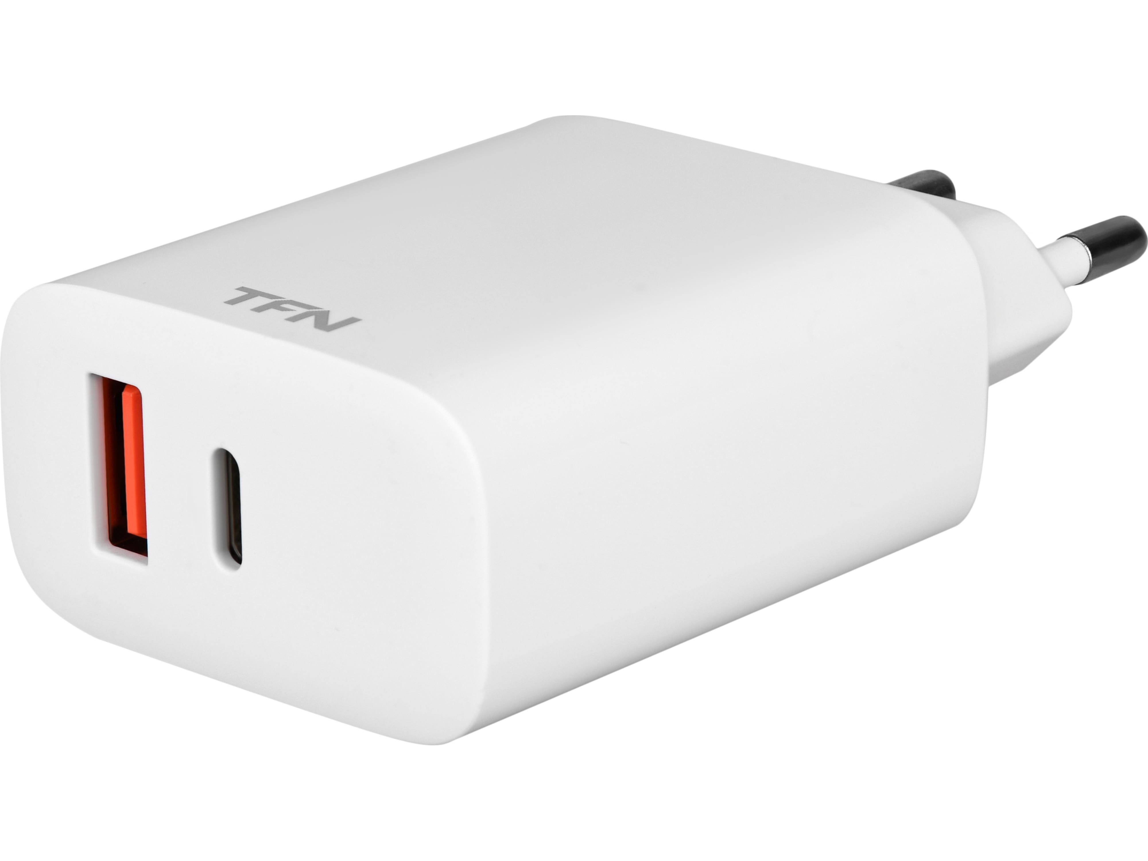 Сетевое зарядное устройство TFN СЗУ 2 USB/USB-C PD 20W (Белый)