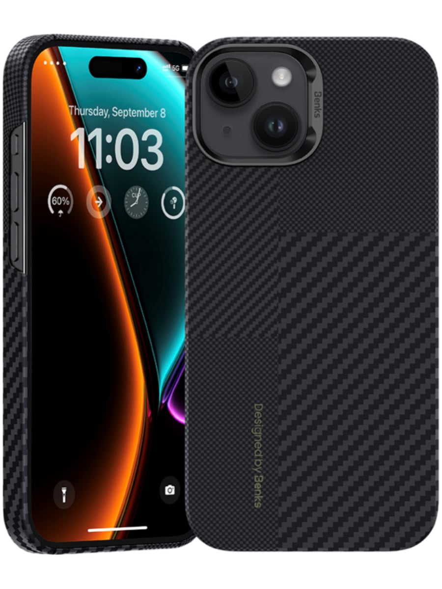 Клип-кейс для iPhone 15 Benks Montage ArmorAir Kevlar MagSafe Черный