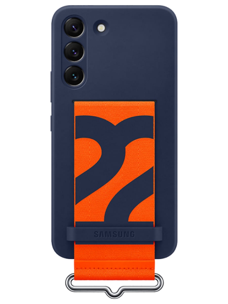 Клип-кейс Samsung Galaxy S22 Silicone with Strap Cover (Темно-синий)