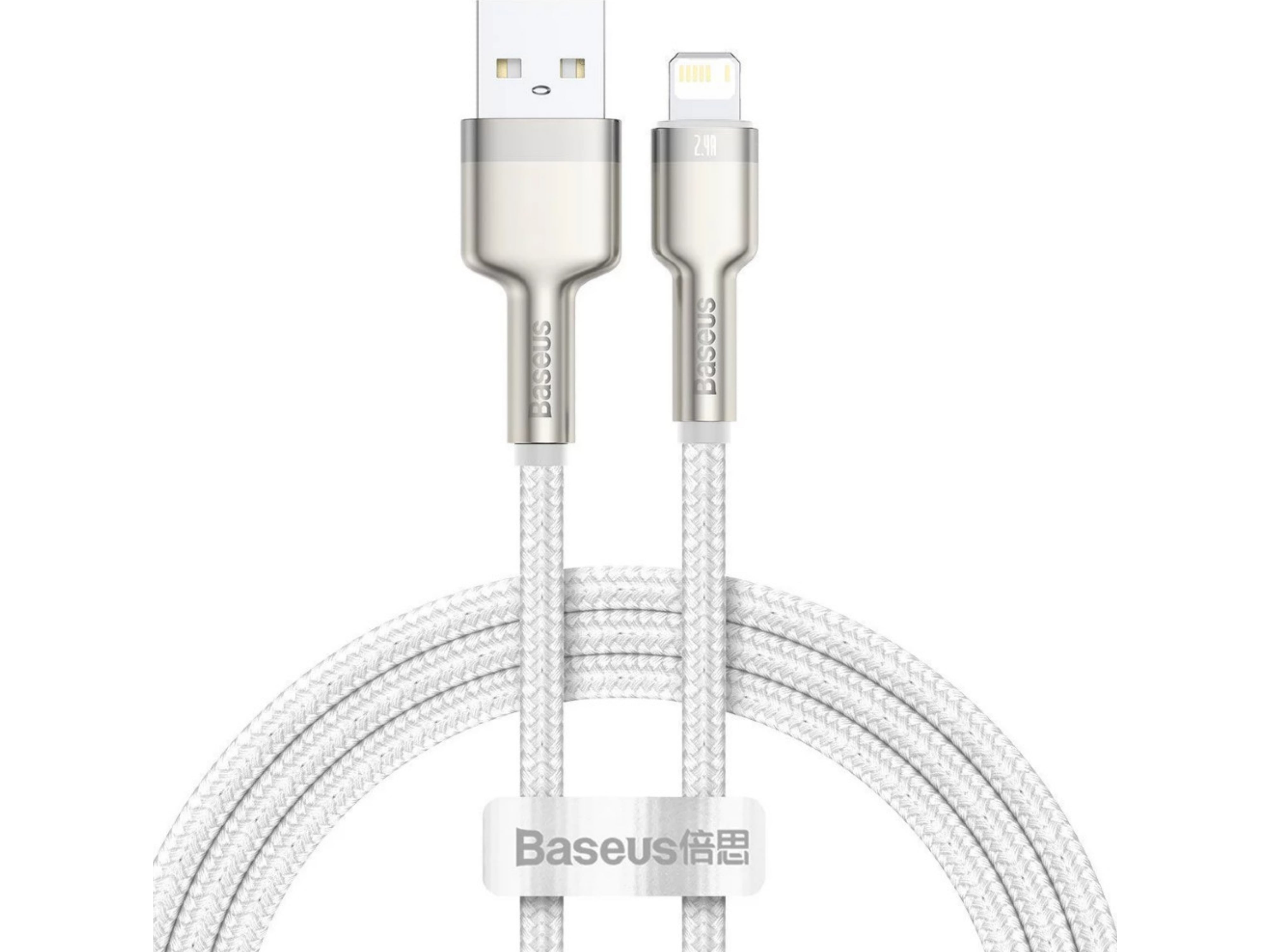 Кабель Baseus Cafule Series Metal Data Cable USB 2.0 - Lightning 2.4A 1м (Белый)