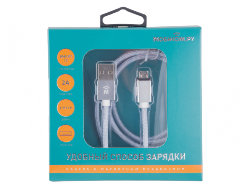 Кабель USB - micro USB Magnet 1 м Серебряный