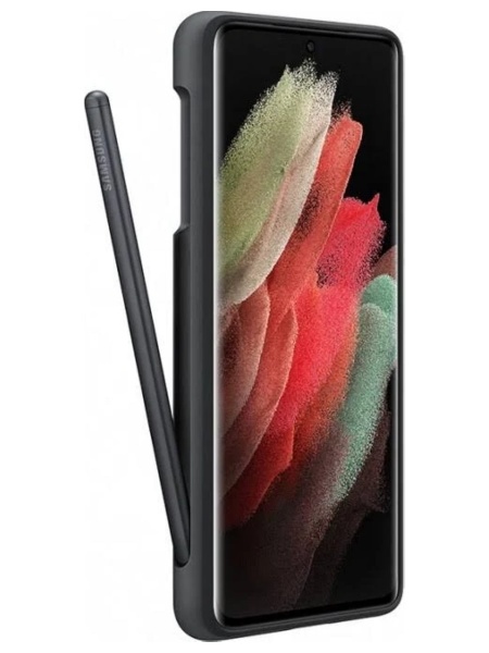 Клип-кейс для Samsung Galaxy S21 Ultra Silicone Cover с пером S pen (Черный)
