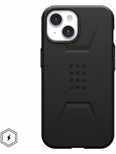 Клип-кейс для Apple iPhone 15 UAG Civilian с поддержкой Magsafe Черный