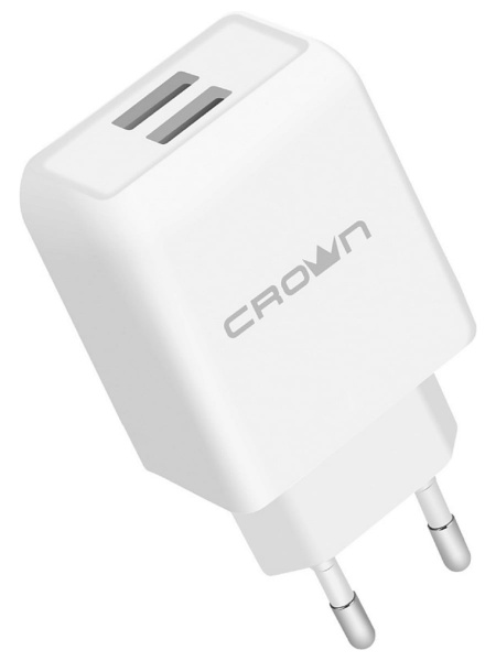 Сетевое зарядное устройство CrownMicro 3002 2 USB 2,4А (Белый)